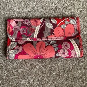 Vera Bradley Womens Bohemian Blooms Lighten Up Trifold Makeup Brush Case Bag